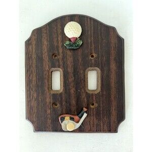 Figi Golf Wood Double Light Switch Plate Screws Golf Theme Fine Detail NEW